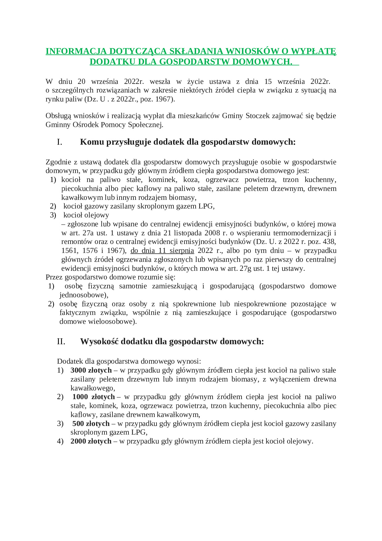 Informacja o dodatku