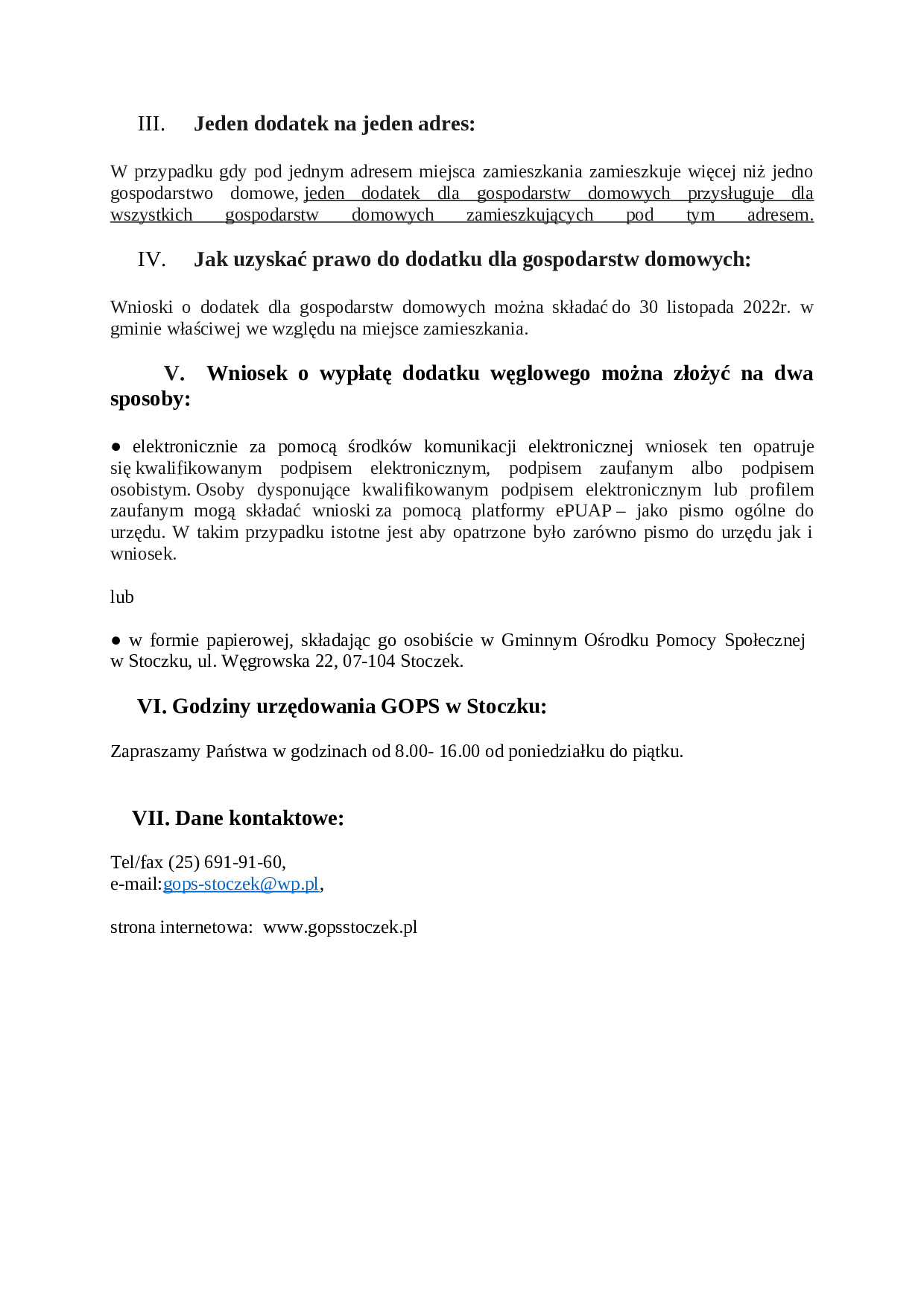 Informacja o dodatku