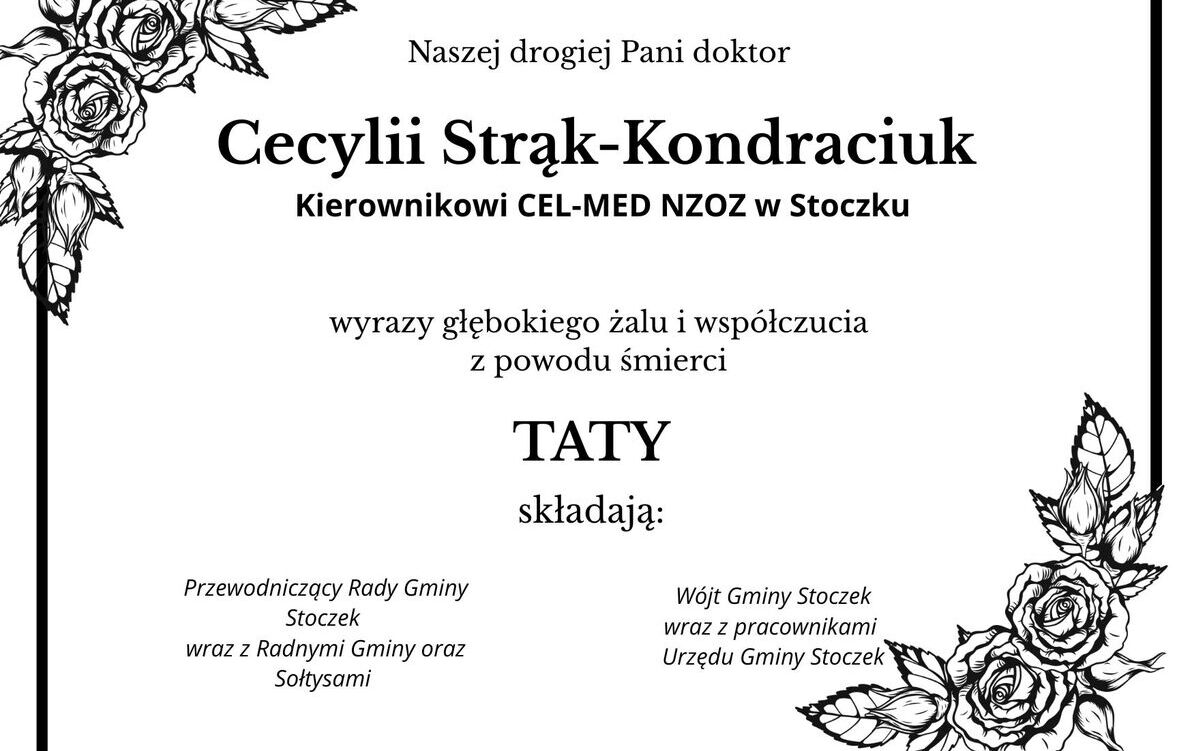 Wyrazy współczucia dla Pani Cecylii Strąk-Kondraciuk