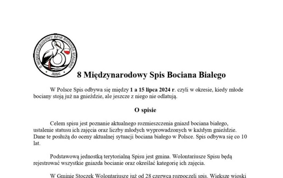 8 Międzynarodowy Spis Bociana Białego