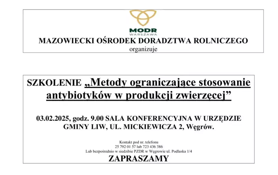 Szkolenie „Metody ograniczające stosowanie antybiotyków w produkcji zwierzęcej”