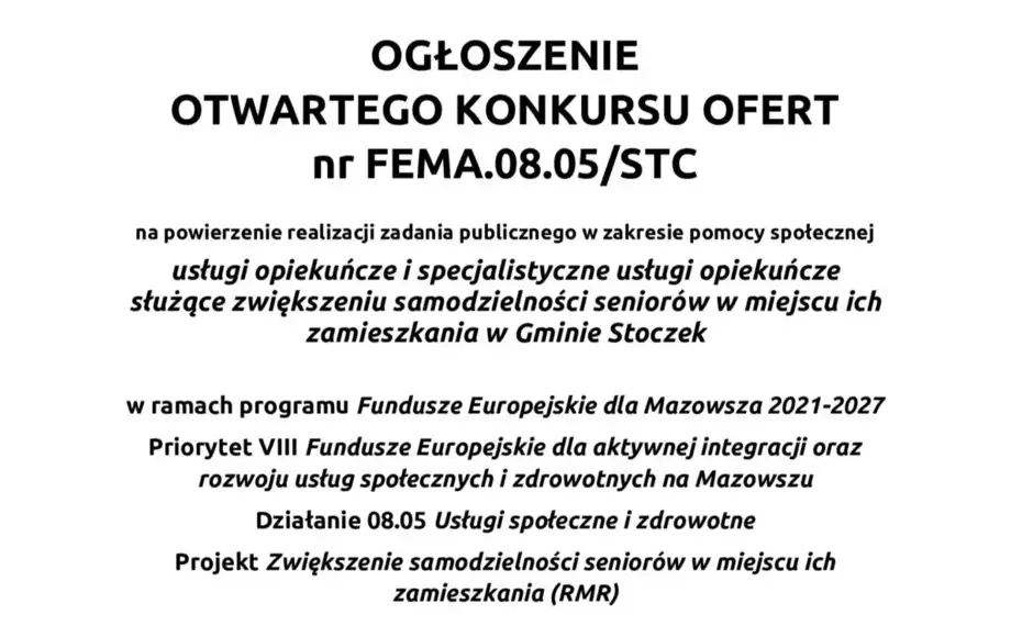 Ogłoszenie Otwartego Konkursu