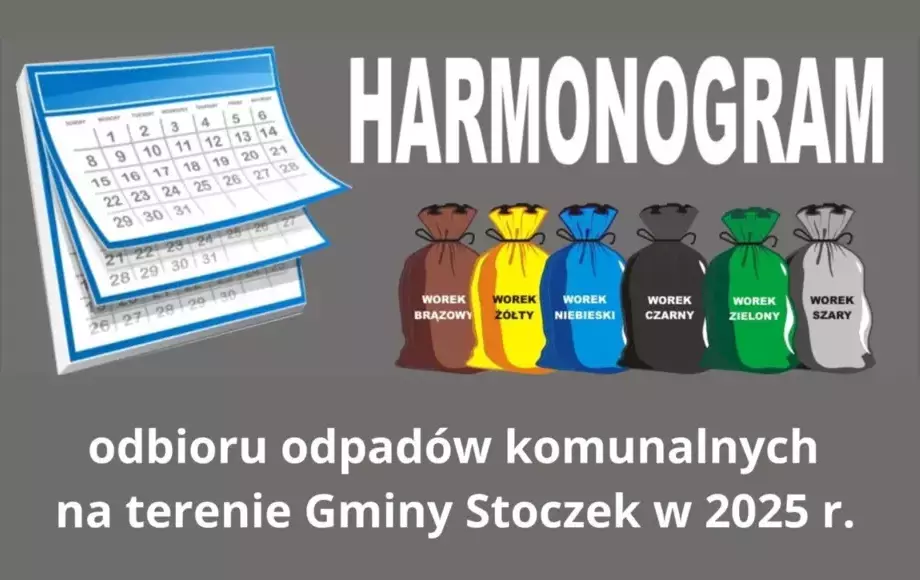 Harmonogram odbioru odpadów komunalnych na terenie Gminy Stoczek w 2025r.