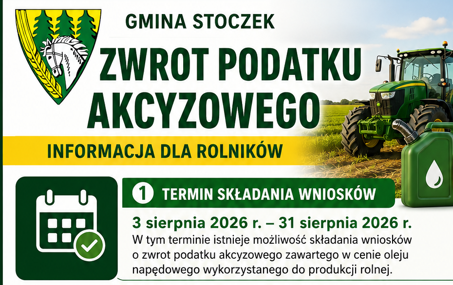 Zwrot podatku akcyzowego- SIERPIEŃ 2026